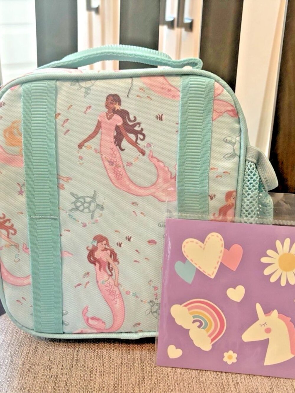 Pottery barn School LUNCH BOX + Stickers PRINCESS MERMAID HEART GIRL bag kid 🚀